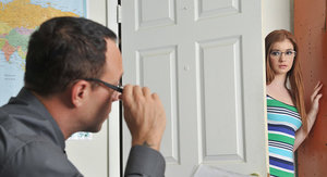 18 year old girl Kasey Chase submits to a dominant man wearing latex gloves